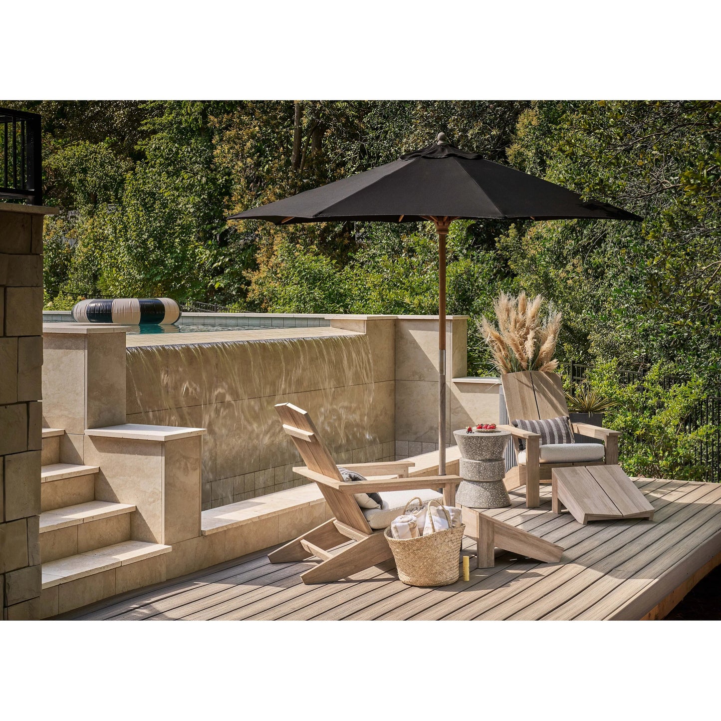 007 SI-2303235 | Lifestyle | Saratoga Adirondack Ottoman by Coastal Living by Universal Furniture in warm weathered teak. Made from unique in a transitional style.