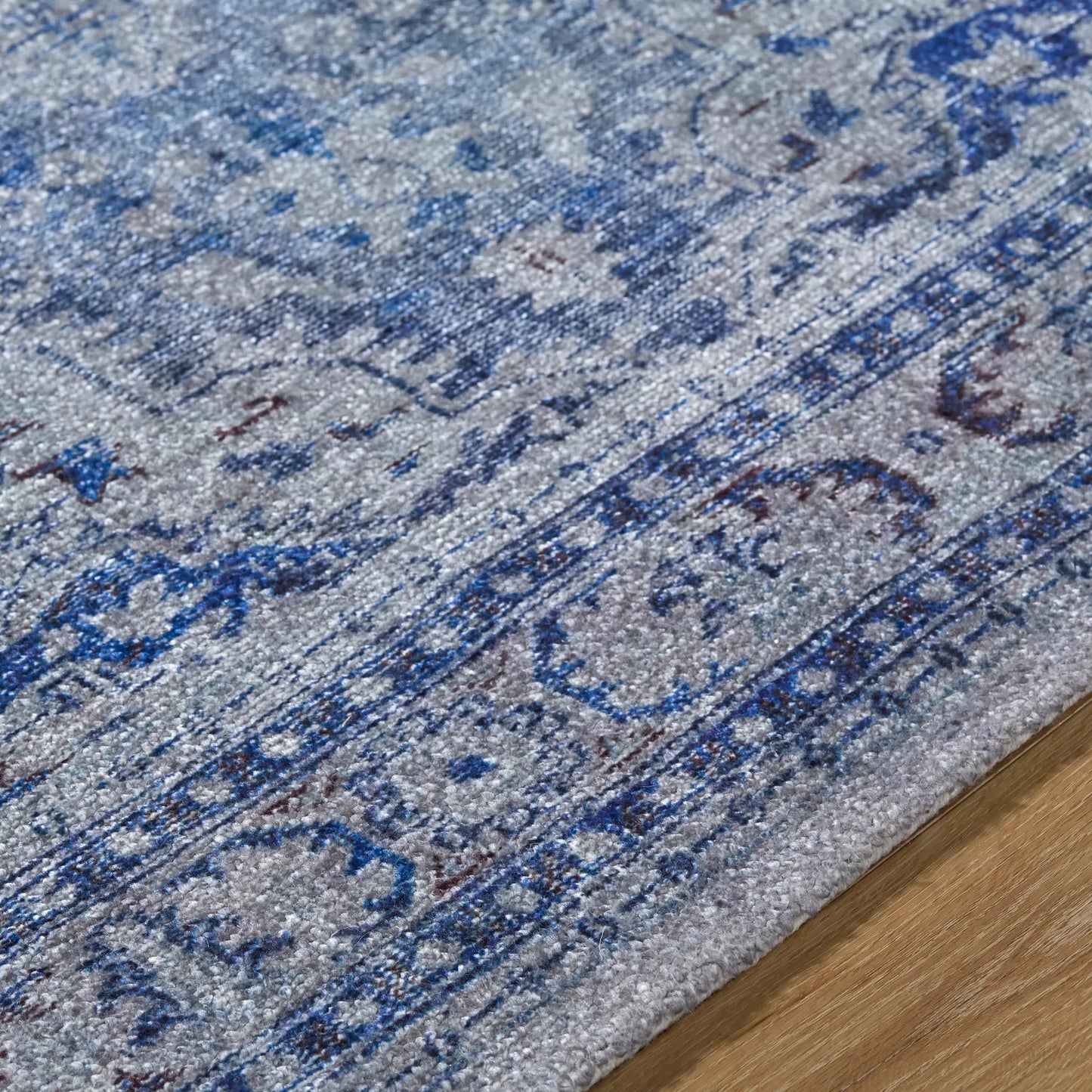 005 SI-2258273,SI-2258274,SI-2258275,SI-2258276,SI-2258277 | Closeup | Unique UNQ-2318 Rug by Livabliss in cobalt, slate, periwinkle, steel, ivory. Made from polyester in a unique style.