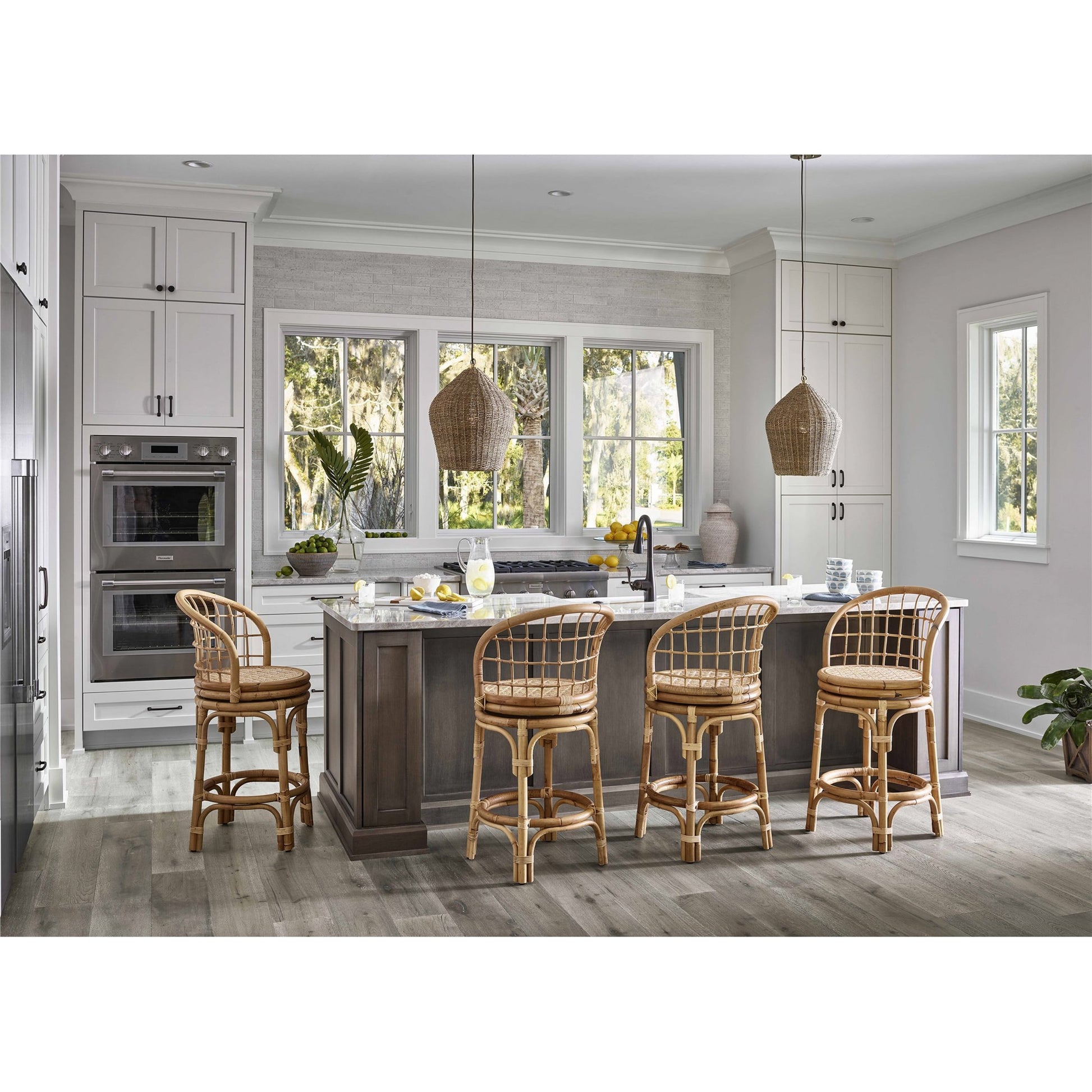 Getaway Rattan Counter Stool by Coastal Living by Universal Furniture in antique brass and natural rattan. Made from unique in a coastal style.