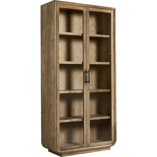 Stone Ridge Gallery Cabinet by Jonathan Charles in tully light acacia. Made from acacia veneer in a transitional style.