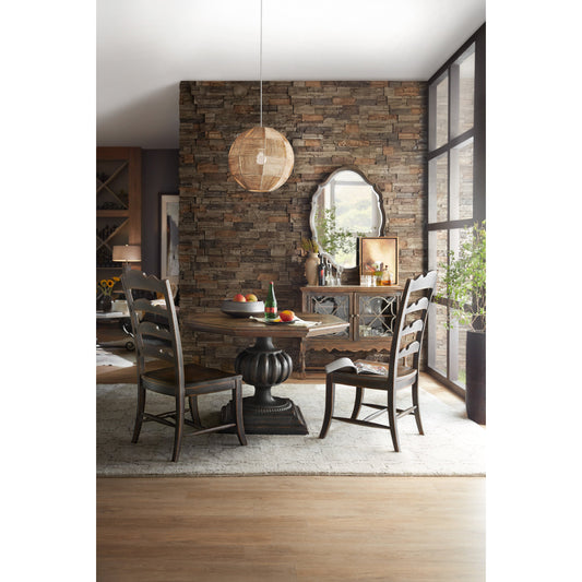 Hill Country Twin Sisters Ladderback Side Chair (Set of 2) by Hooker Furniture in anthracite black. Made from white oak veneers in a traditional style.