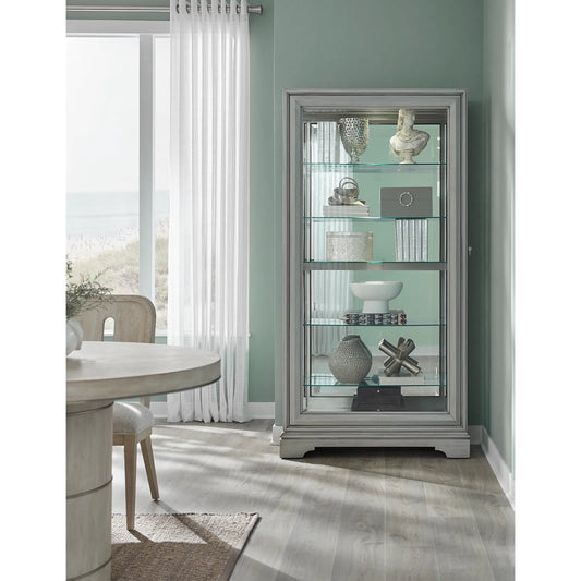 Traditional Sliding Door Curio by Pulaski Furniture in gray. Made from birch wood in a modern style.