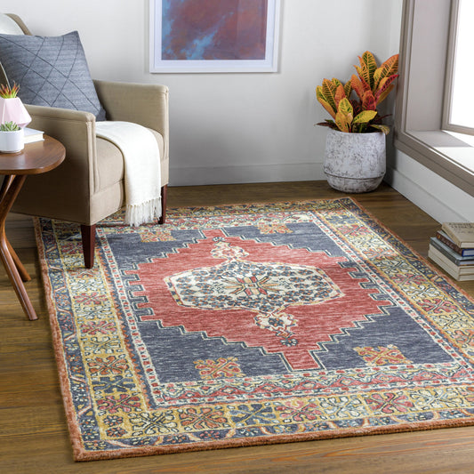 Urfa Rug - 29185 by Surya in dark red, dusty pink, black, medium gray, light beige. Made from 100% wool in a unique style.