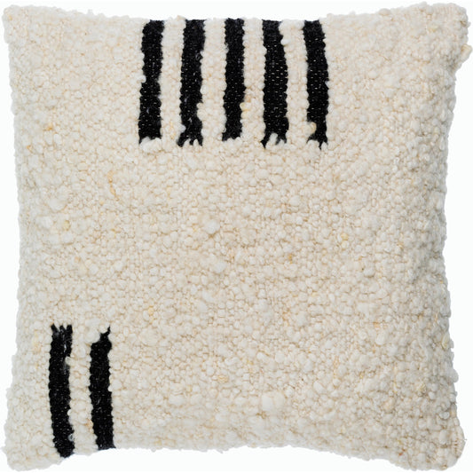 Burnaby Pillow - 516915 by Surya in ivory, jet black. Made from wool, cotton in a modern style.