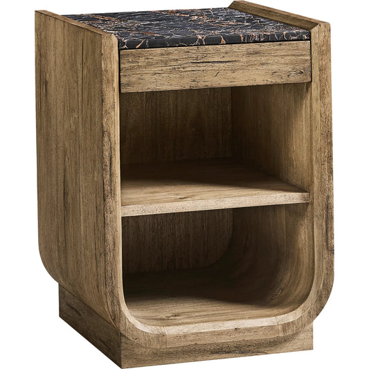 Stone Ridge Narrow Nightstand by Jonathan Charles in tully light acacia. Made from acacia veneer in a modern style.