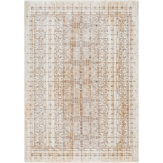 Usonia Rug - 500407 by Livabliss in white, gray, brown. Made from face: 100% polyester, warp: 100% cotton in a unique style.