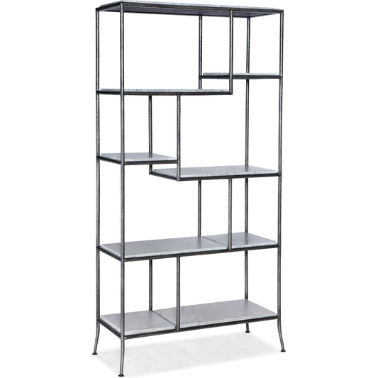 Commerce & Market Bookcase by Hooker Furniture in blue. Made from carbon steel, blue forest stone in a transitional style.