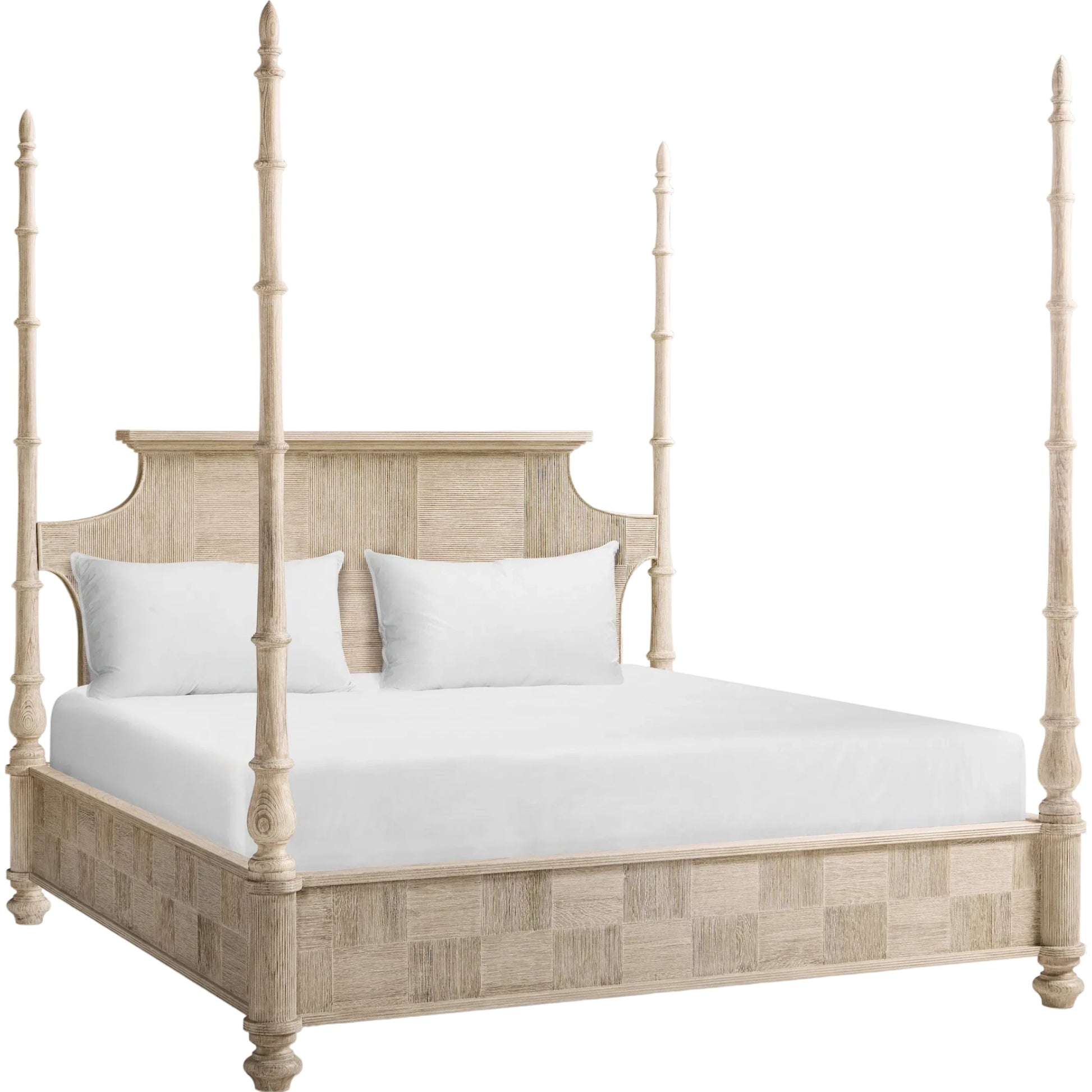 Bywater Poster Bed by Jonathan Charles in beige and washed acacia. Made from oak, beech in a transitional style.