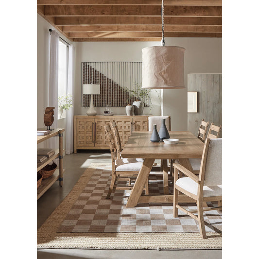 Vineyard Row Post Back Upholstered Arm Chair by Hooker Furniture in beige and sonoma. Made from 57% polyester, 43% cationic poly in a transitional style.