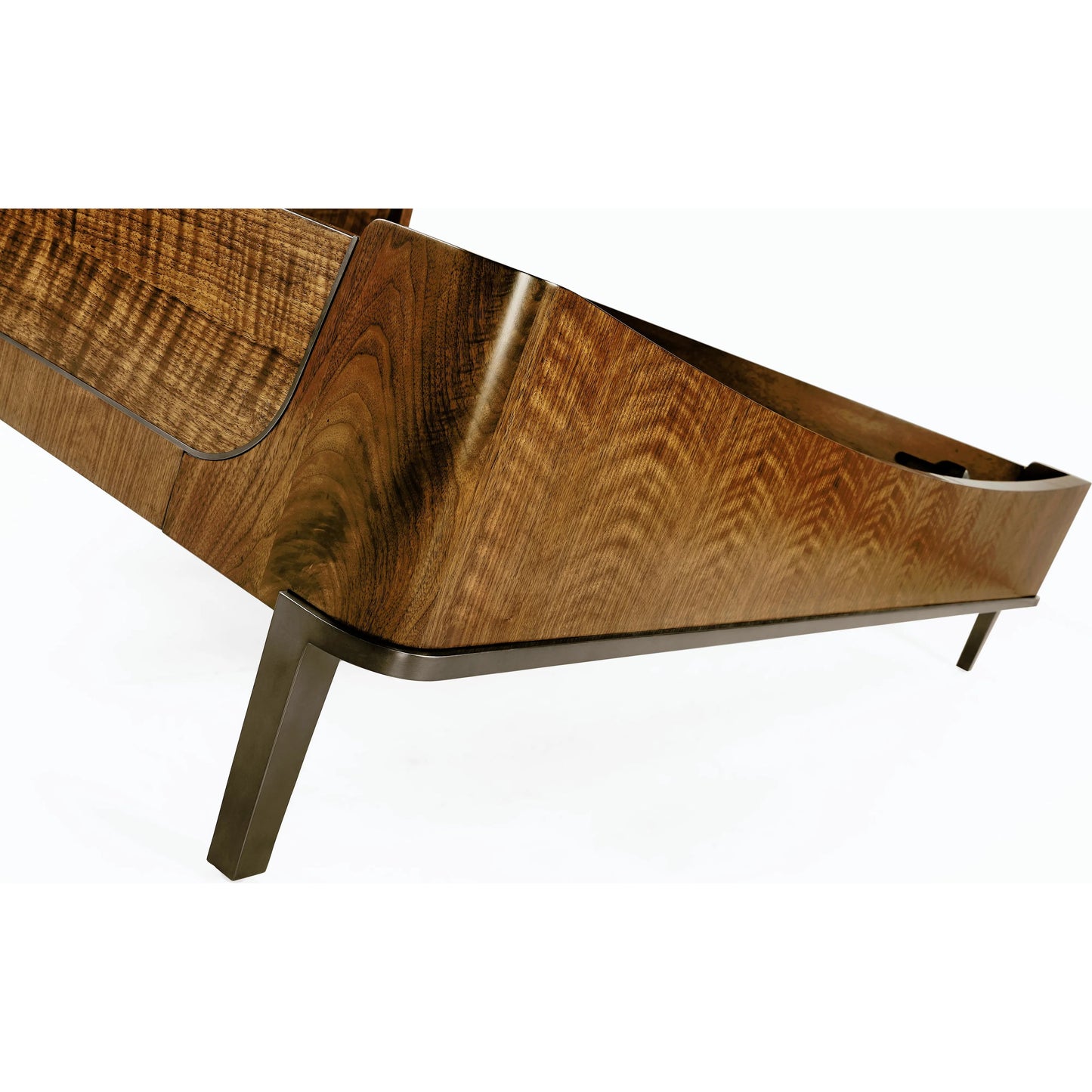 007 SI-1991095 | Closeup | Toulouse King Panel Bed by Jonathan Charles in walnut. Made from walnut quarter figured veneer in a modern style.