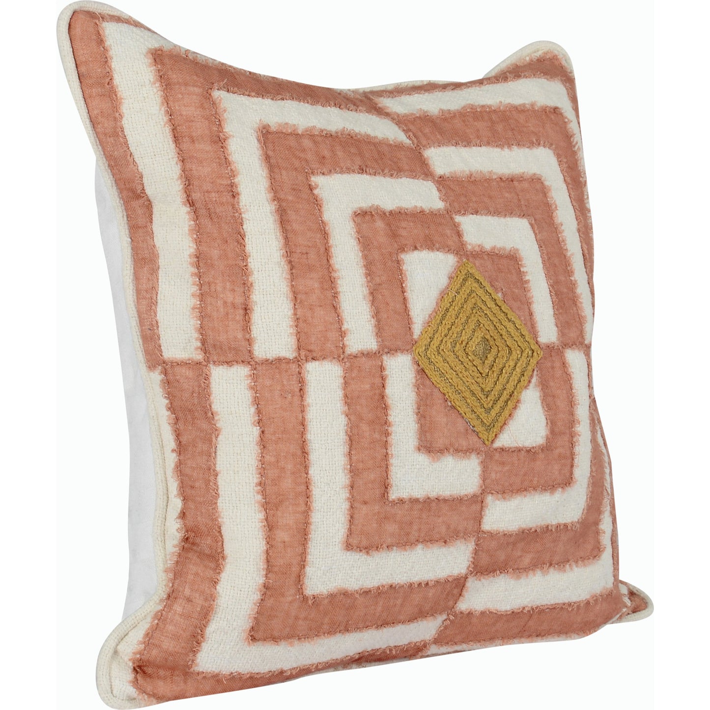 002 SI-2162456 | Additional Silo | Claire Throw Pillow by Villa by Classic Home in natural, smokey salmon. Made from 60% linen, 40%cotton in a modern style.