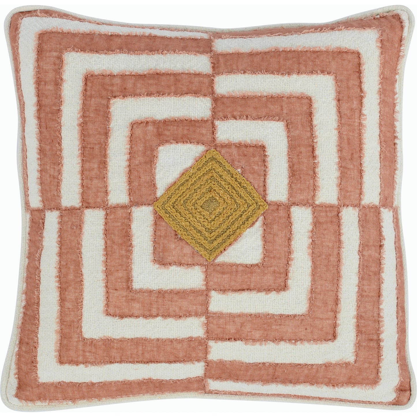001 SI-2162456 | Primary Silo | Claire Throw Pillow by Villa by Classic Home in natural, smokey salmon. Made from 60% linen, 40%cotton in a modern style.