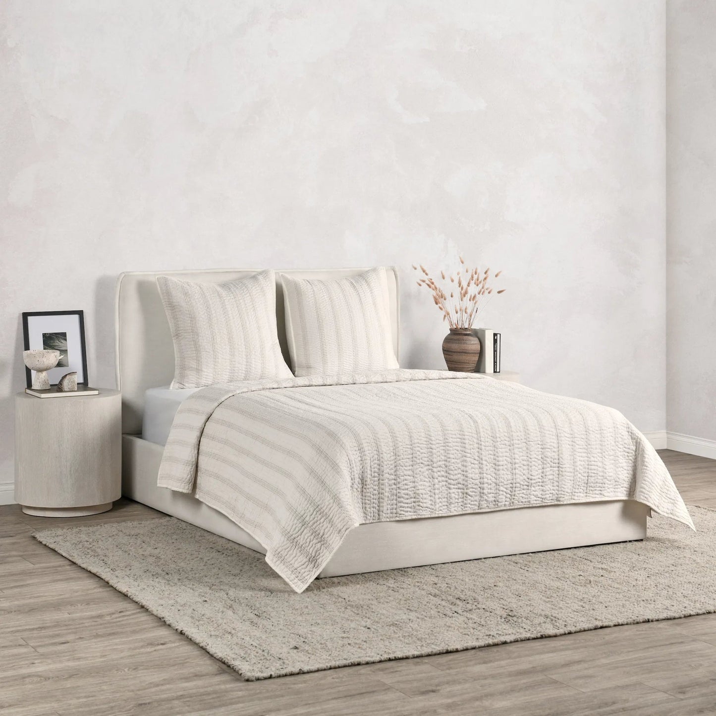 004 SI-2223160 | Lifestyle | Abraham Cotton Linen Eggshell Beige Euro Sham by Villa by Classic Home. Made from 50% linen/50% cotton, 100% cotton back fabric and fill in a transitional style.