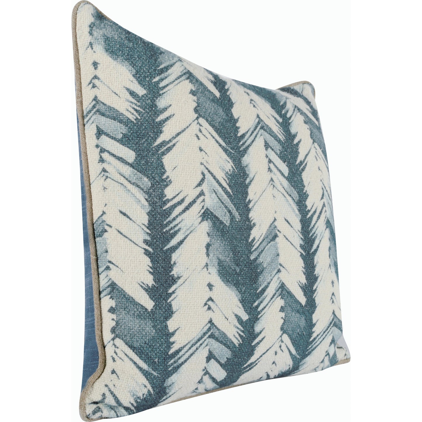 005 SI-2162484 | Lifestyle | Eloa Throw Pillow by Villa by Classic Home in ivory, blue. Made from 60% linen, 40% cotton in a modern style.