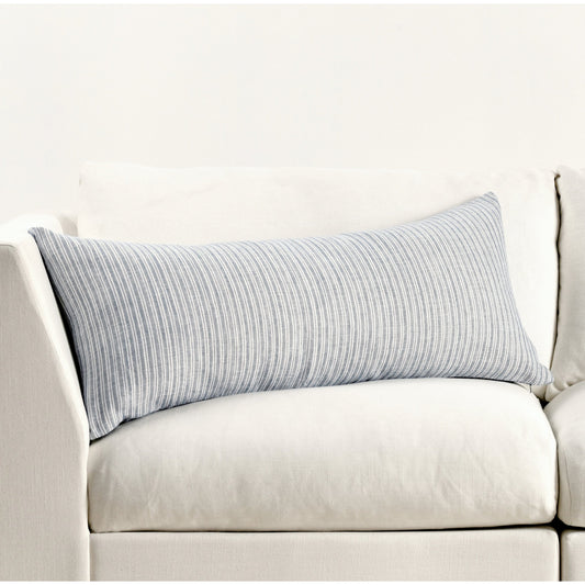 Camille Rectangular Throw Pillow by Villa by Classic Home in ash blue. Made from 75% cotton, 25% linen in a modern style.