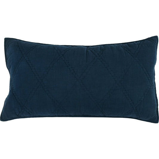 Casi 100% Belgian Linen King Sham by Villa by Classic Home in midnight blue. Made from 100% belgian flax linen in a traditional style.