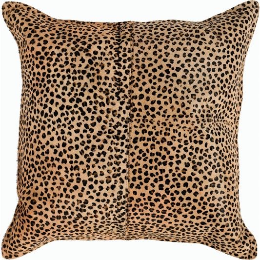 Leopard Throw Pillow by Villa by Classic Home in camel, black. Made from 100% genuine cow hide in a modern style.