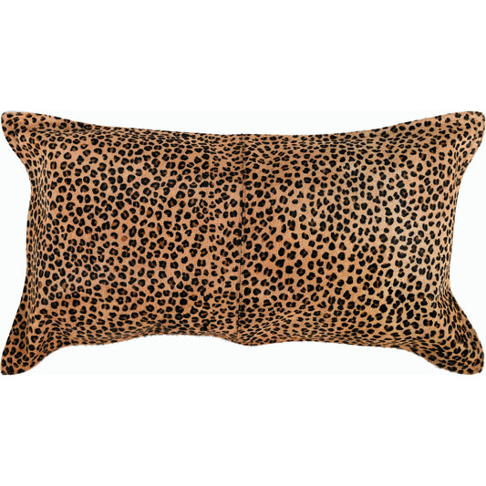 Leopard Throw Pillow by Villa by Classic Home in camel, black. Made from 100% genuine cow hide in a modern style.