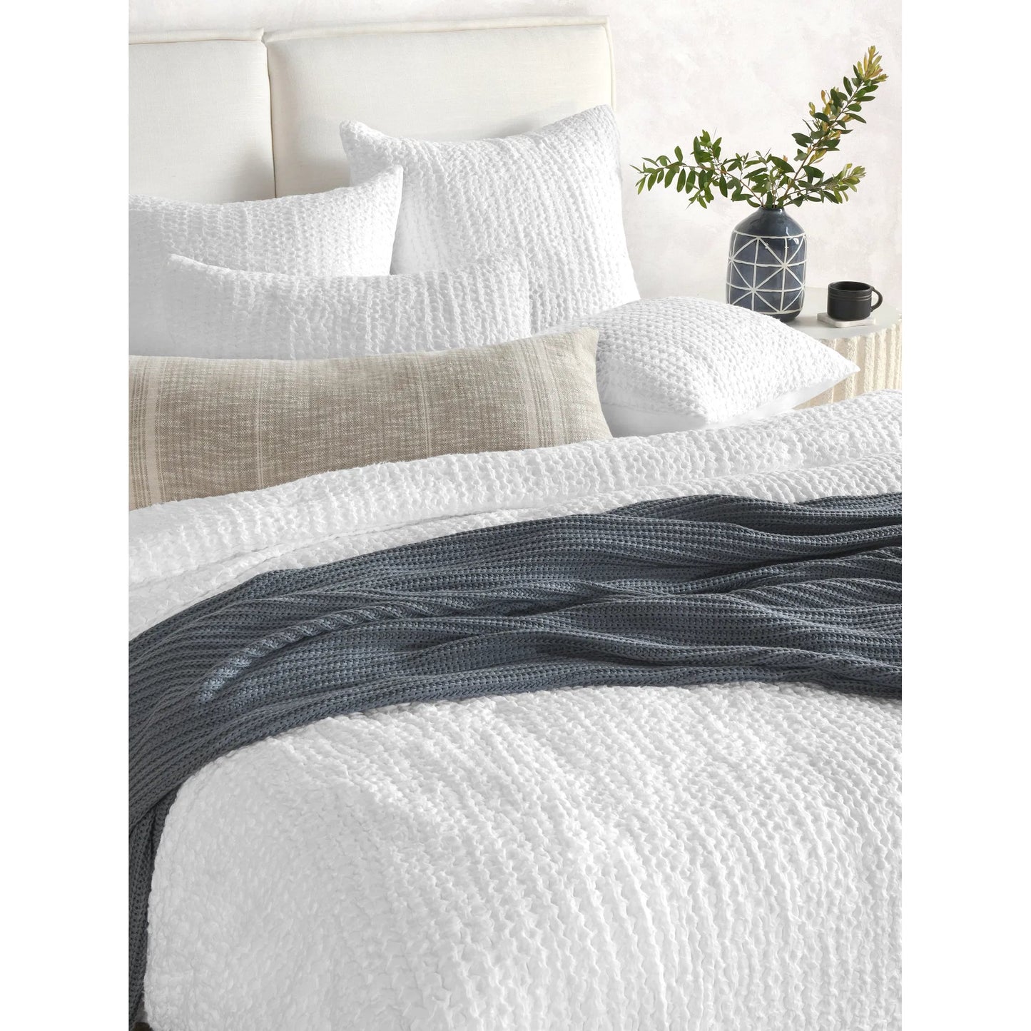 004 SI-2223177 | Lifestyle | Claire Linen White Euro Sham by Villa by Classic Home in white. Made from 50% cotton/50% belgian flax linen in a unique style.