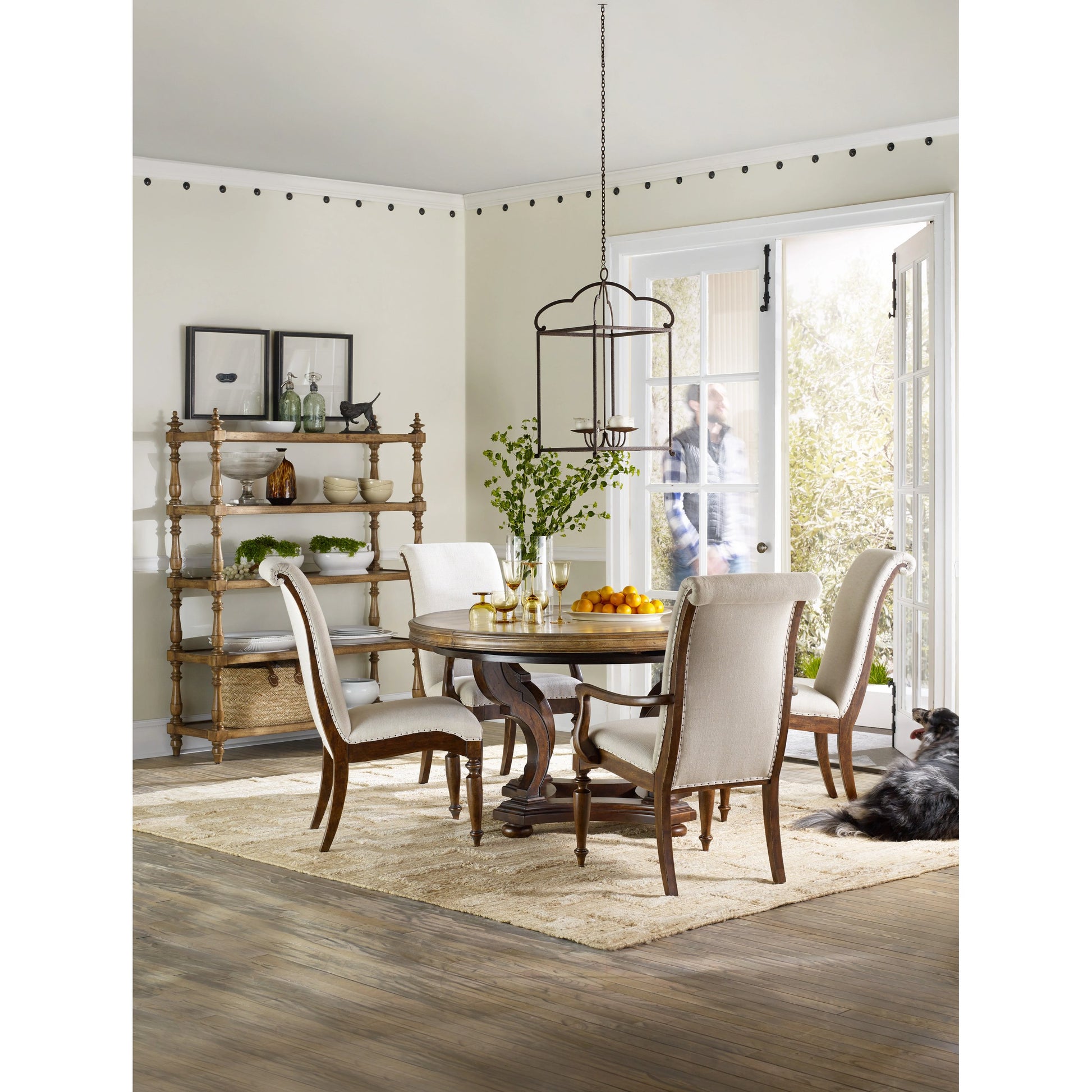 Archivist Upholstered Side Chair (Set of 2) by Hooker Furniture in beige and pecan, aubergine. Made from fabric, nailheads in a transitional style.