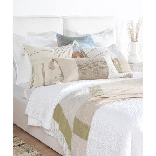 Apana Linen Blend Woven Throw Pillow by Villa by Classic Home in beige. Made from 100% linen in a modern style.