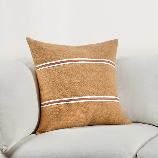 Pryce Cotton Linen Blend Throw Pillow by Villa by Classic Home in chestnut brown, terracotta. Made from 60% cotton, 40% belgian flax linen in a transitional style.