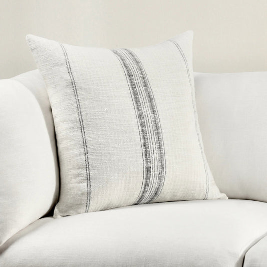 Ria Cotton Fabric Throw Pillow by Villa by Classic Home in ivory, gray. Made from hand-woven dimensional texture in a transitional style.