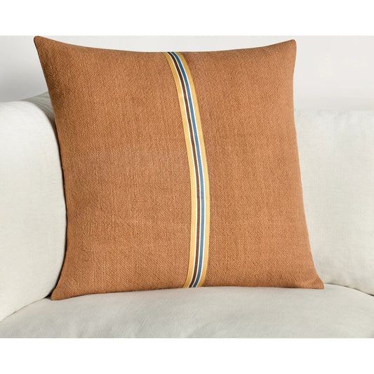 Rowland Cotton Linen Blend Throw Pillow by Villa by Classic Home in hazel brown. Made from 60% cotton, 40% belgian linen in a transitional style.