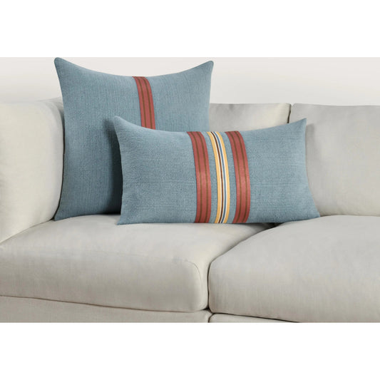 Breton Cotton Linen Blend Throw Pillow by Villa by Classic Home in blue. Made from 60% cotton, 40% belgian linen in a eclectic & global style.