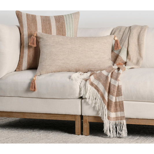 Sherry Belgian Linen Blend Throw Pillow by Villa by Classic Home in natural, hazel. Made from 100% belgian flax linen in a transitional style.
