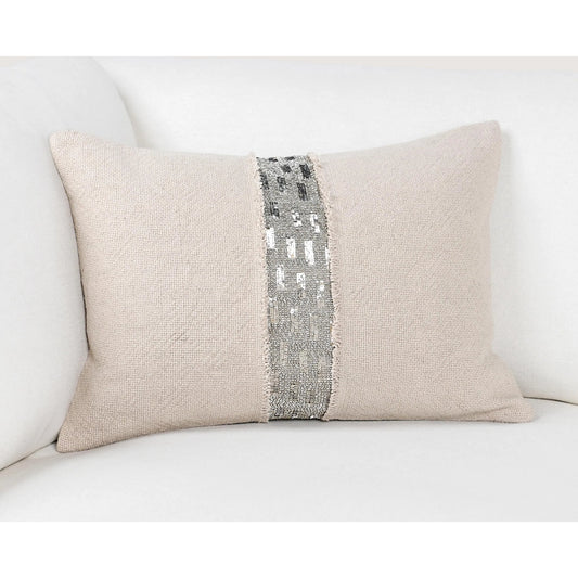 Lira Linen Blend Throw Pillow by Villa by Classic Home in natural. Made from 60% linen, 40% cotton, 100% cotton back in a unique style.