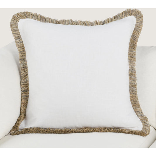 Cara Linen Blend Fabric Throw Pillow by Villa by Classic Home in ivory, natural. Made from 50% cotton, 50% linen in a transitional style.