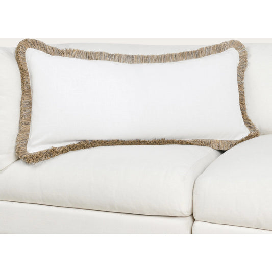Cara Linen Blend Fabric Throw Pillow by Villa by Classic Home in ivory, natural. Made from 50% cotton, 50% linen in a transitional style.