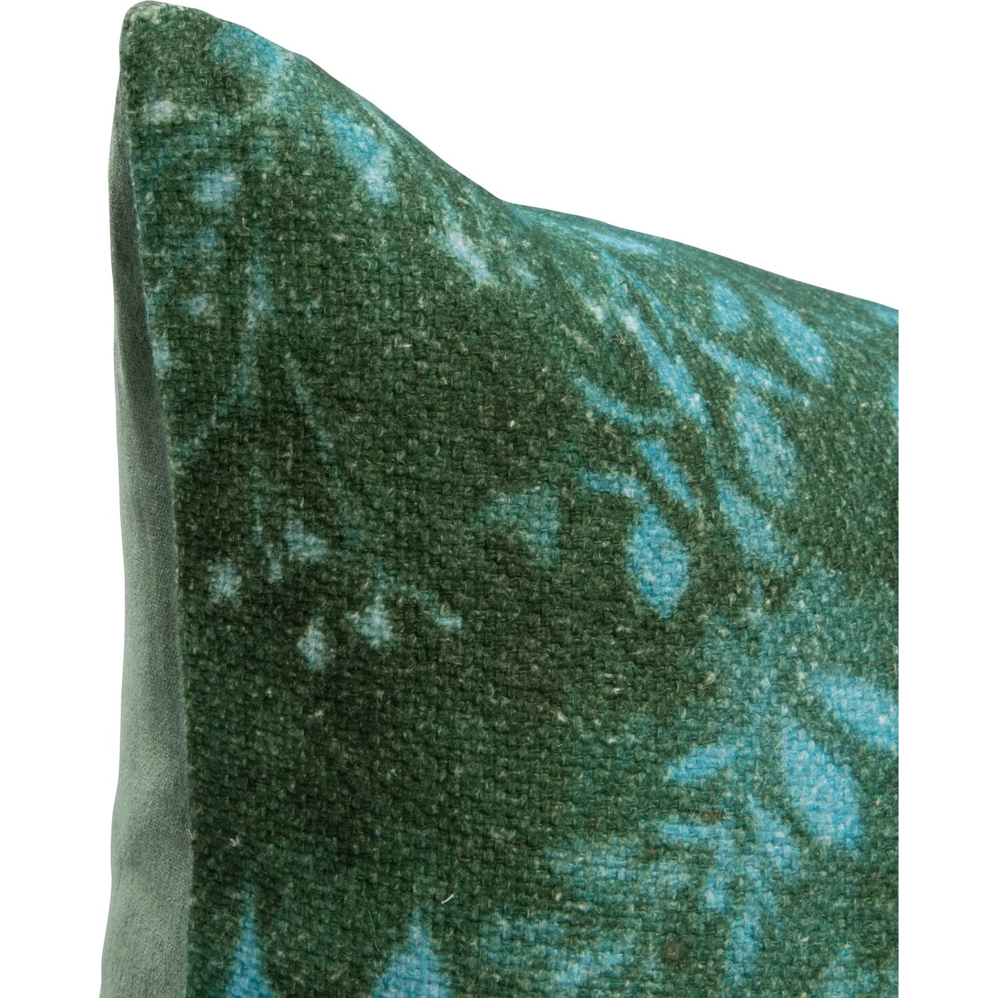 005 SI-2533452 | Closeup | Spartina Linen Blend Throw Pillow by Villa by Classic Home in green. Made from 60% linen, 40% cotton, 100% cotton velvet back in a unique style.