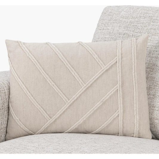 Langdon Linen Blend Throw Pillow by Villa by Classic Home in ivory. Made from 50% linen, 50% cotton in a unique style.