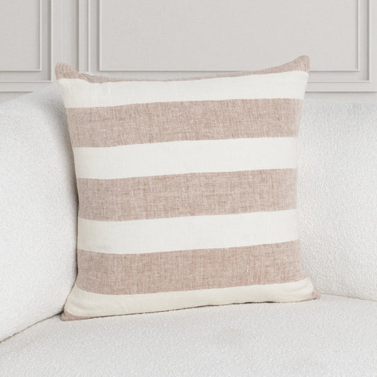 Eleanor Belgian Flax Linen Throw Pillow by Villa by Classic Home in ivory. Made from 100% belgian flax linen in a unique style.