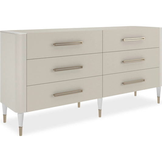 Love It 6 Drawer Chest by Caracole in matte pearl, whisper of gold. Made from birch in a modern style.