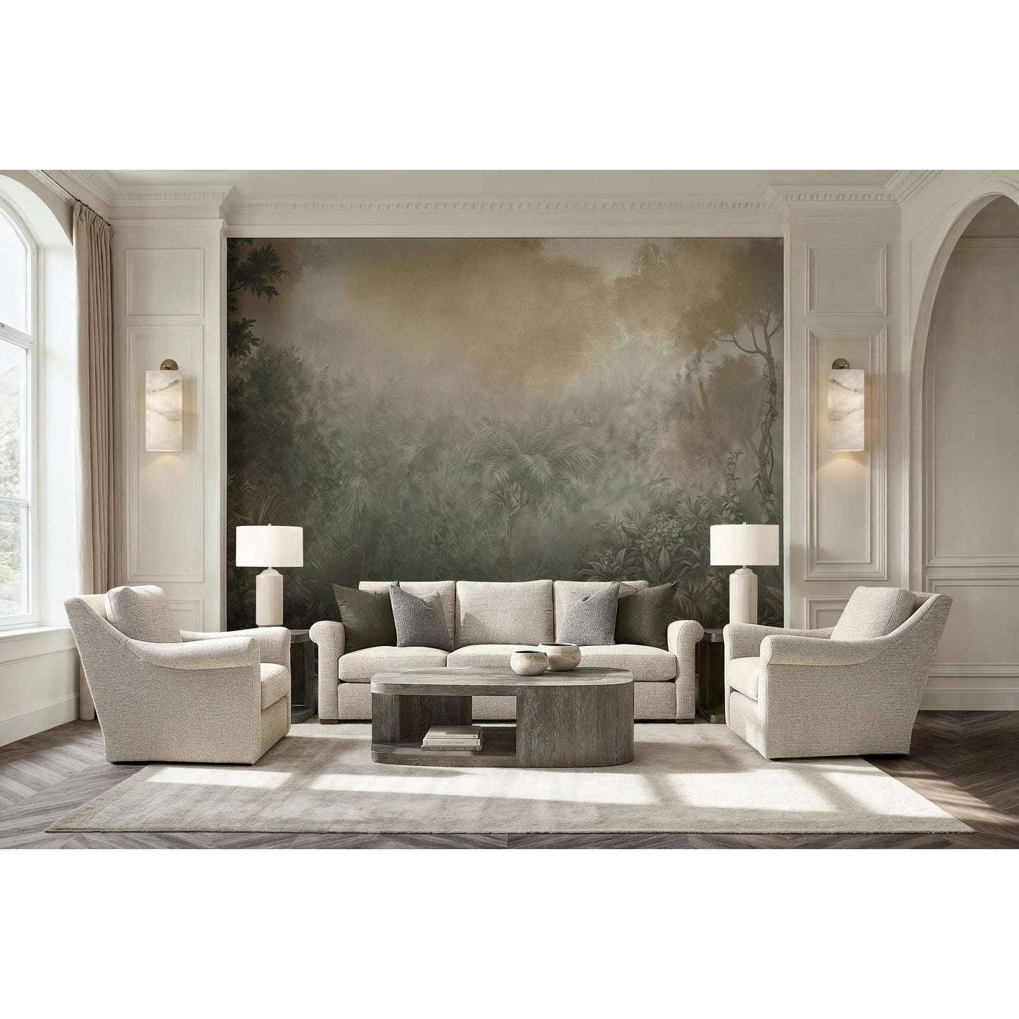 008 SI-2524029 | Lifestyle | Boyle Cocktail Table by Bernhardt in porcini. Made from wood in a transitional style.