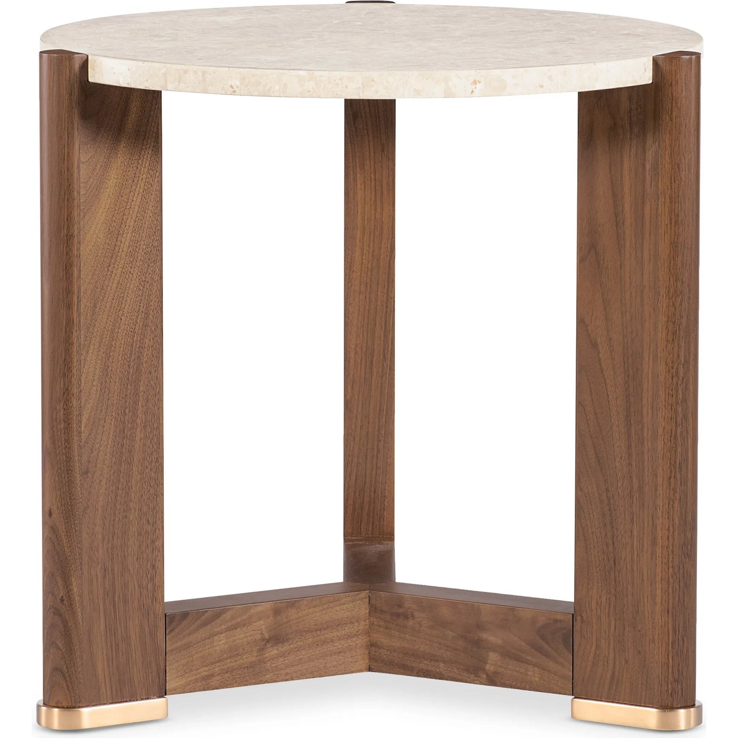 001 SI-2458574 | Primary Silo | Eleana Round End Table by Hooker Furniture in light caramel, quartered walnut veneers, marble. Made from walnut veneers, marble in a modern style.