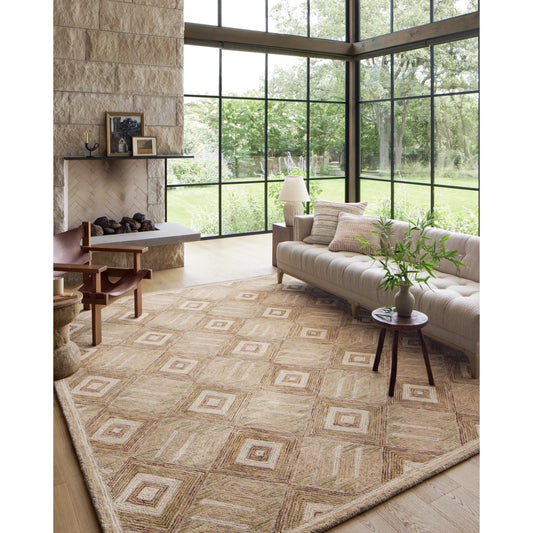 Varena VAR-01 Rug by Loloi in sand, clay. Made from 100% wool in a unique style.