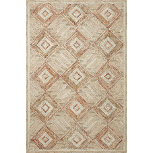 Varena VAR-01 Rug by Loloi in sand, clay. Made from 100% wool in a unique style.