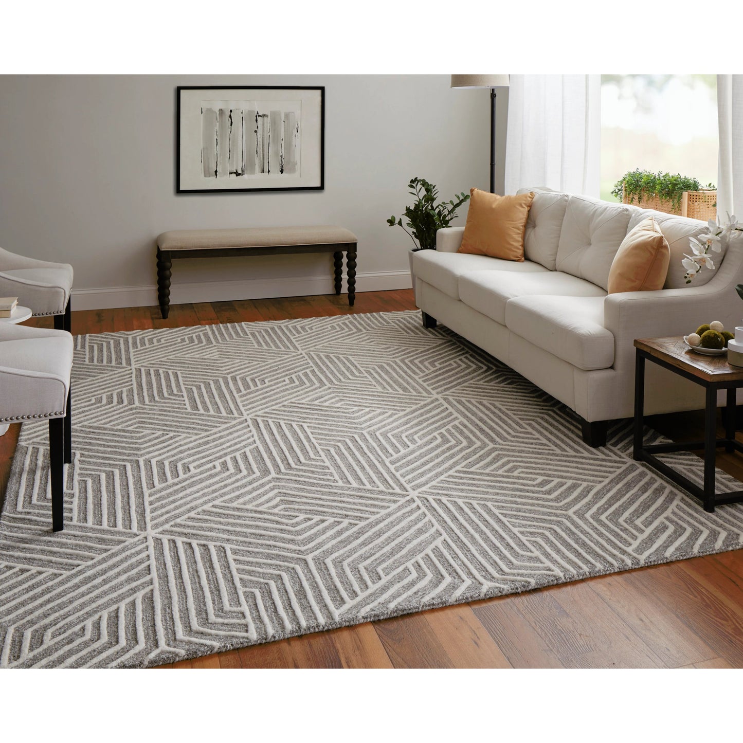 010 SI-2159091,SI-2159092,SI-2159093,SI-2159094,SI-2159095,SI-2159096,SI-2159318 | Lifestyle | Lytton Geometric Rug - T24T8010 by Thom Felicia by Feizy Rugs in gray, ivory. Made from wool in a unique style.