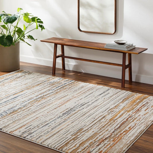 Valet Rug - 489658 by Livabliss in cream, beige, gray, mustard, blue, burnt orange. Made from face: 100% polyester, warp: 100% jute in a unique style.