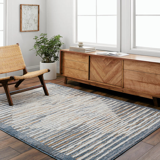 Valet Rug - 489676 by Livabliss in blue, cream, gray, beige, mustard. Made from face: 100% polyester, warp: 100% jute in a unique style.