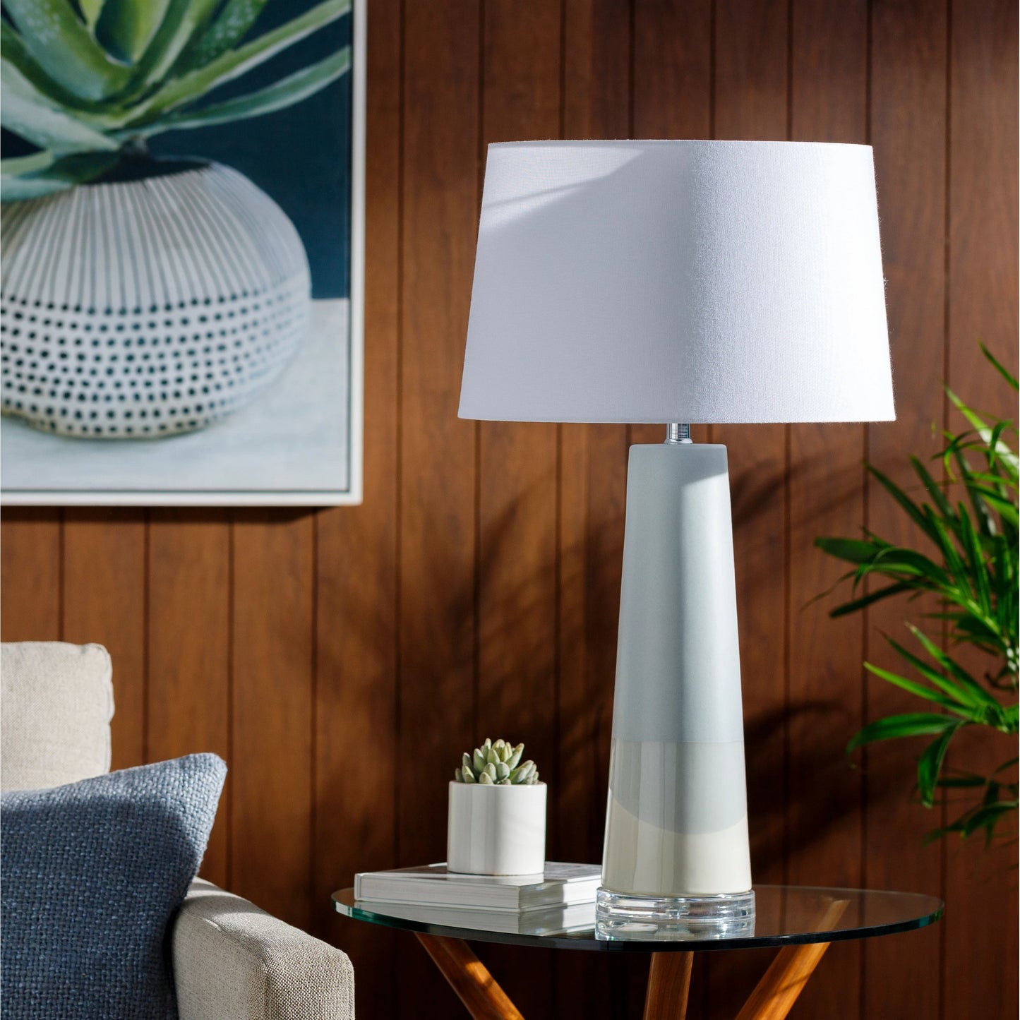 001 SI-1893126 | Lifestyle | Vaughn - 22975 by Surya in clear, pale blue, cream, translucent, metallic nickel and translucentglazedpolished. Made from linen, cotton, polyester, ceramic, acrylic, metal in a transitional style.