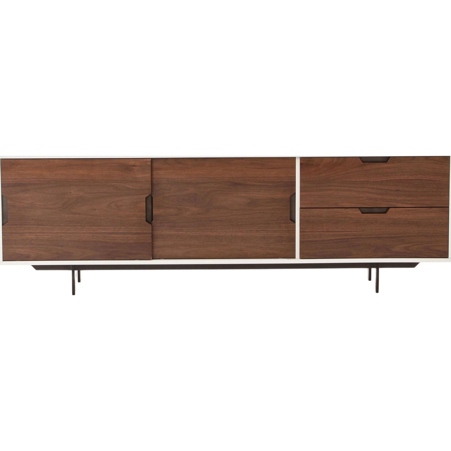 001 S-258383 | Primary Silo | Tucker Media Console by Four Hands in walnut, oil rubbed bronze. Made from walnut veneer, iron in a modern style.