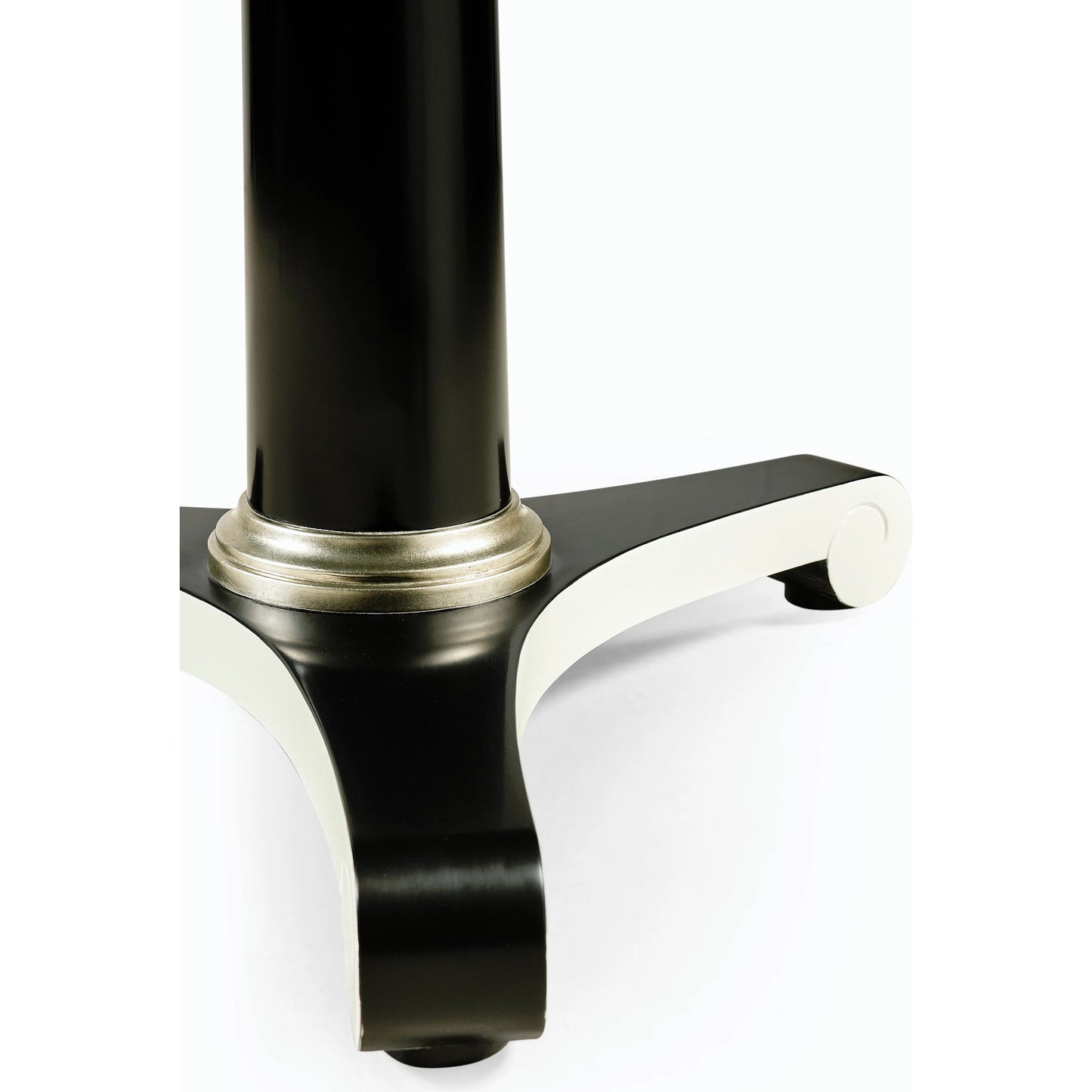 003 SI-2186371 | Closeup | Reimagined Dipole 48" Biedermeier Breakfast Table by Jonathan Charles in lacquered black. Made from acacia in a modern style.