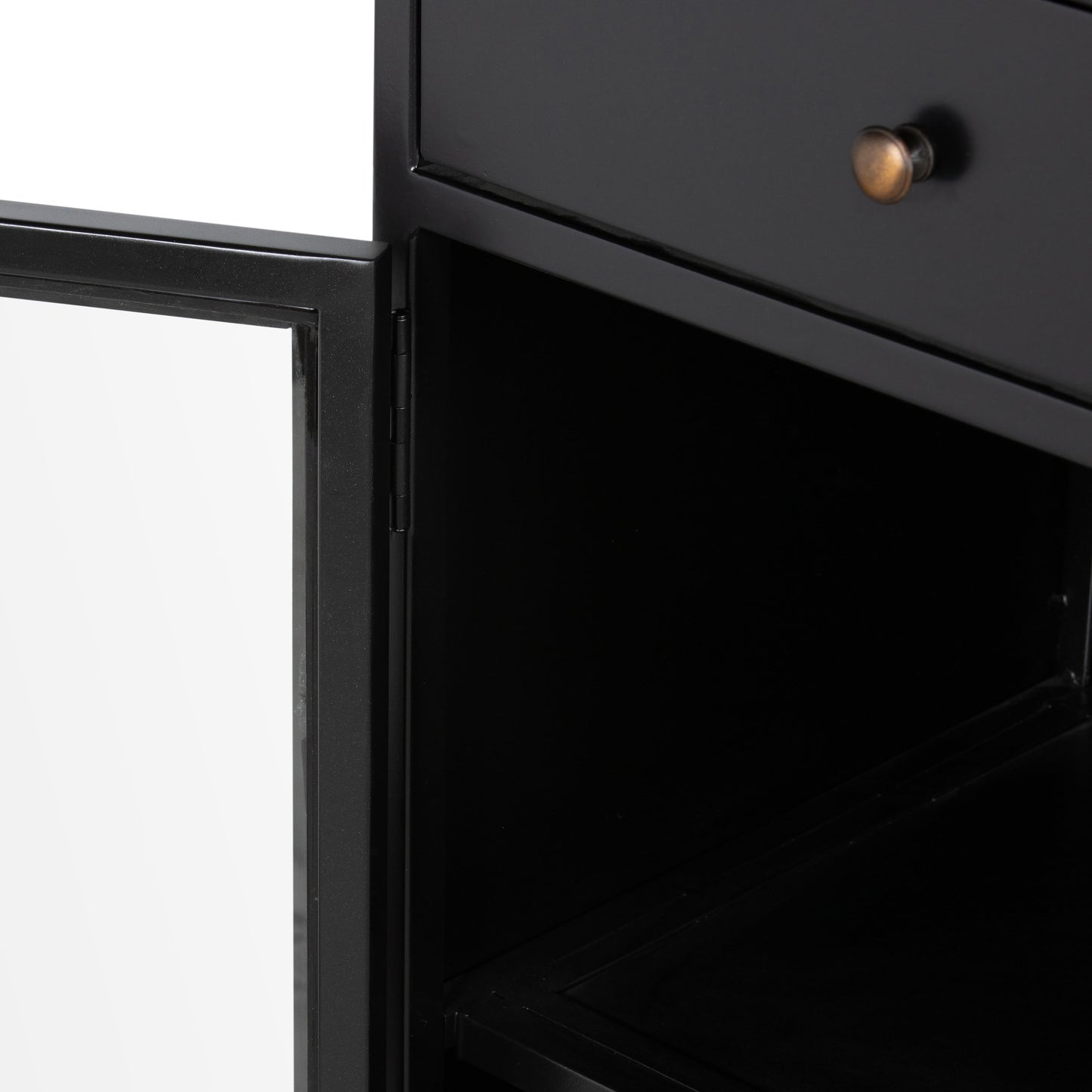 009 SR-810008 | Additional Silo | Shadow Box Small Cabinet by Four Hands in black, weathered bronze. Made from iron in a modern style.