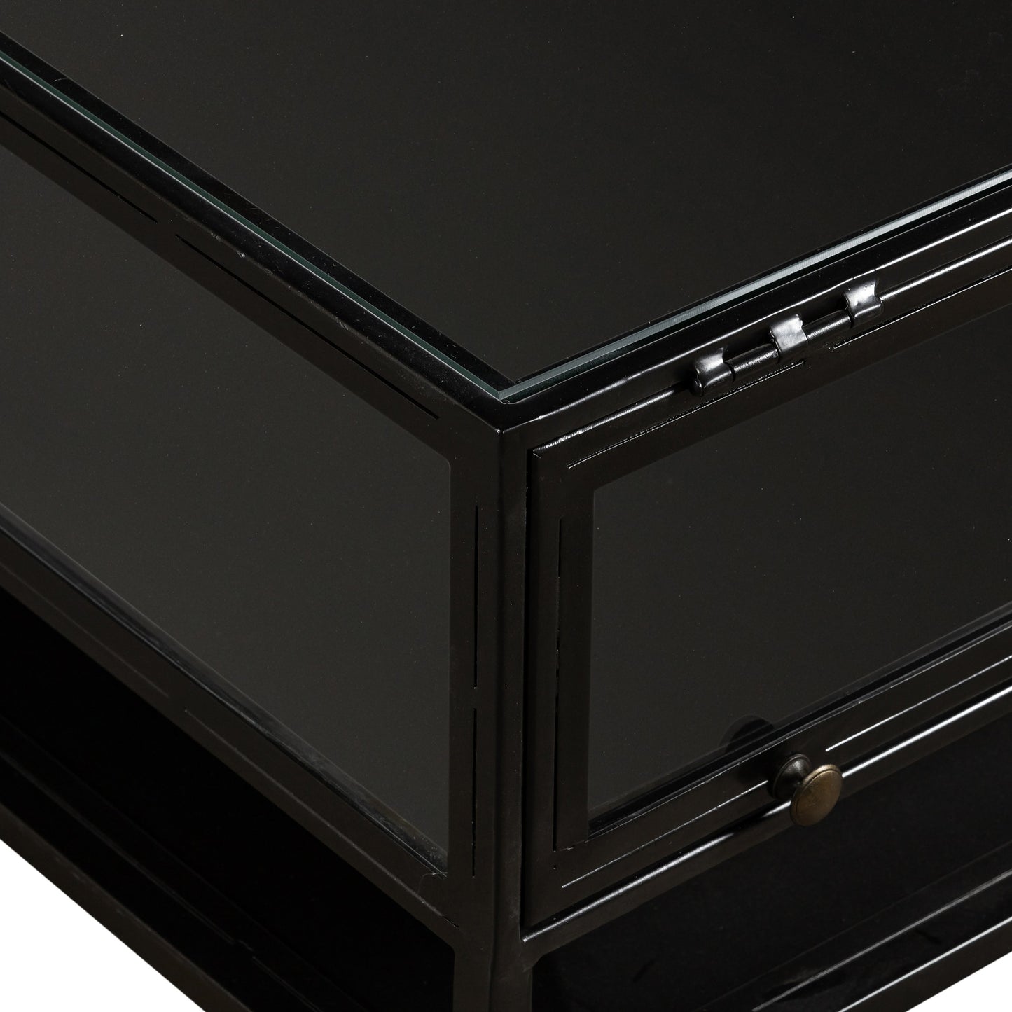 004 SR-369200 | Additional Silo | Shadow Box Coffee Table by Four Hands in black. Made from tempered glass, iron in a modern style.