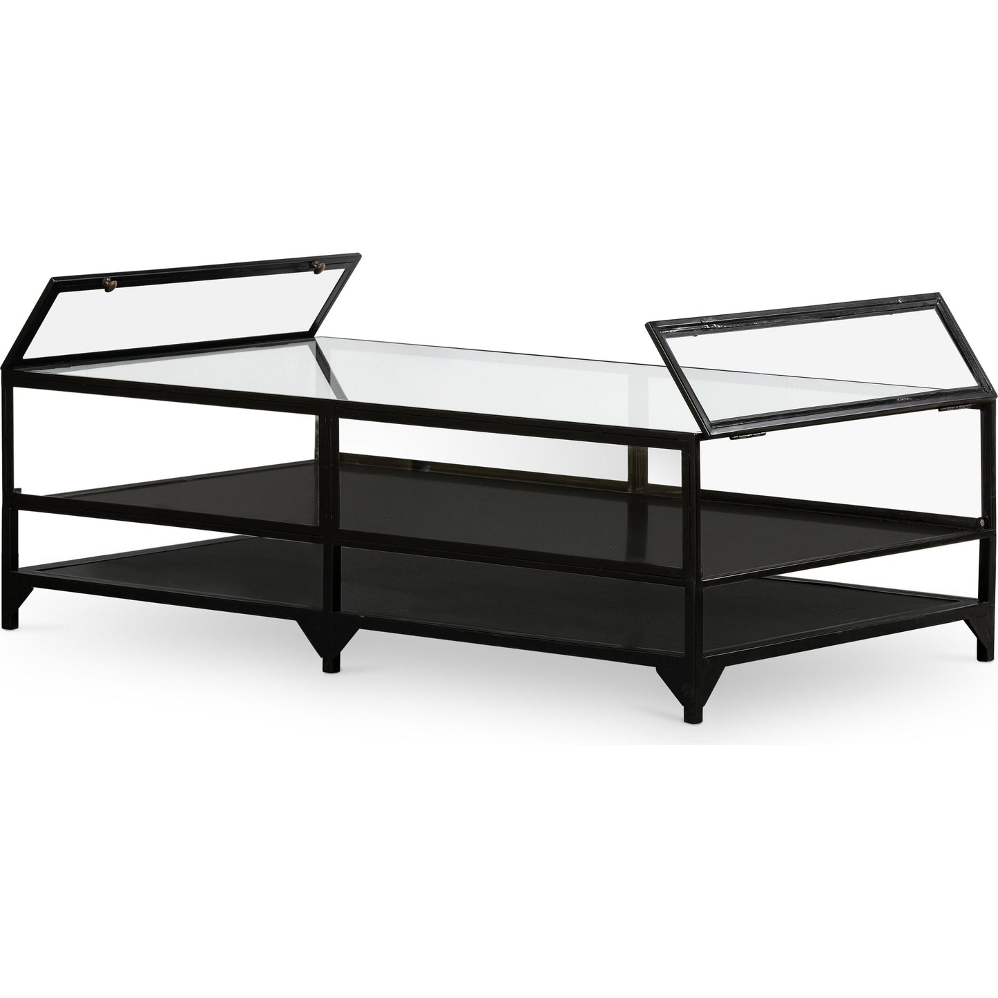 006 SR-369200 | Additional Silo | Shadow Box Coffee Table by Four Hands in black. Made from tempered glass, iron in a modern style.